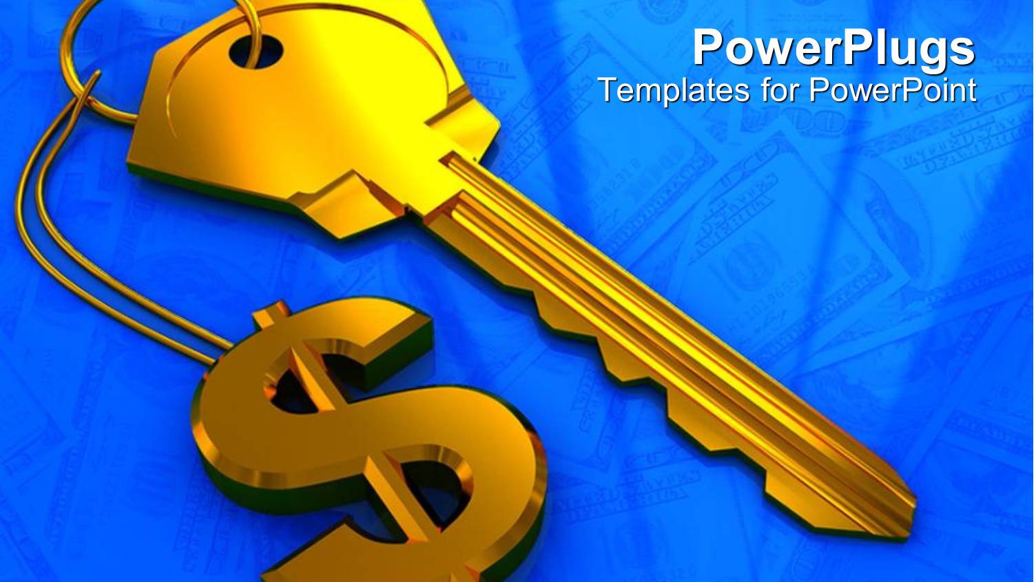 a Golden Dollar Sign Key Chain with a Key