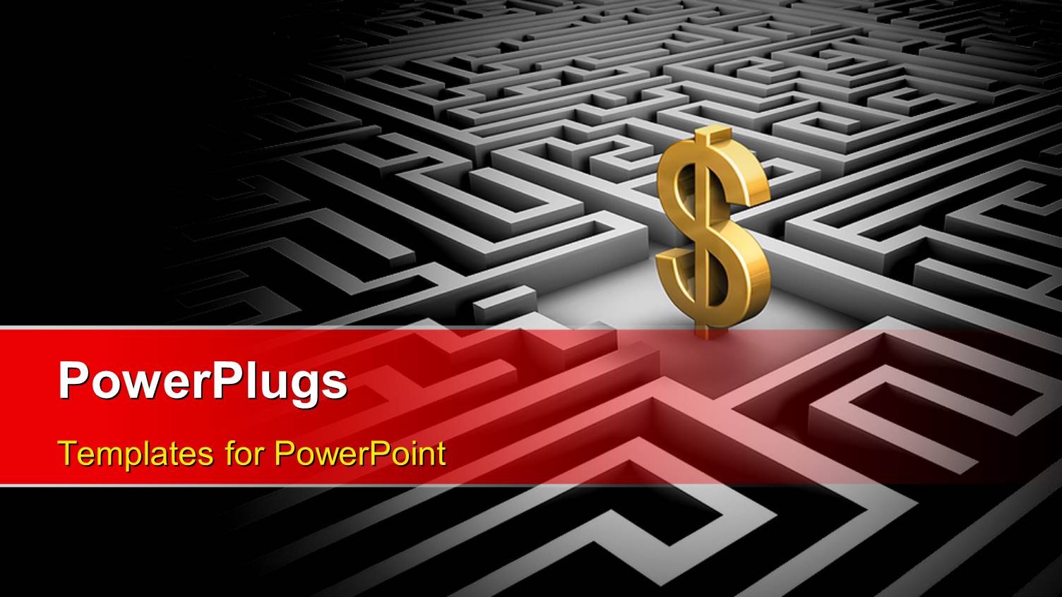 large Gold Dollar Symbol Sits in Grey Maze