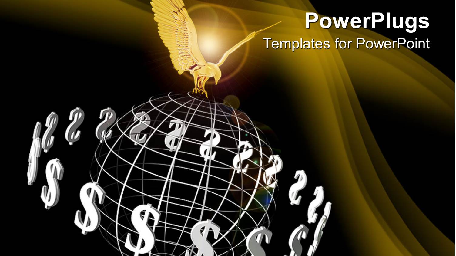 a Golden Eagle Holding an Earth Globe Framework with Dollar Signs Around them