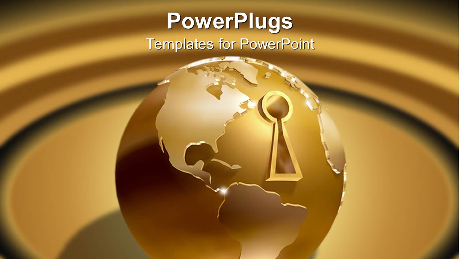 Golden Earth Globe with Key Hole Over Brown Background