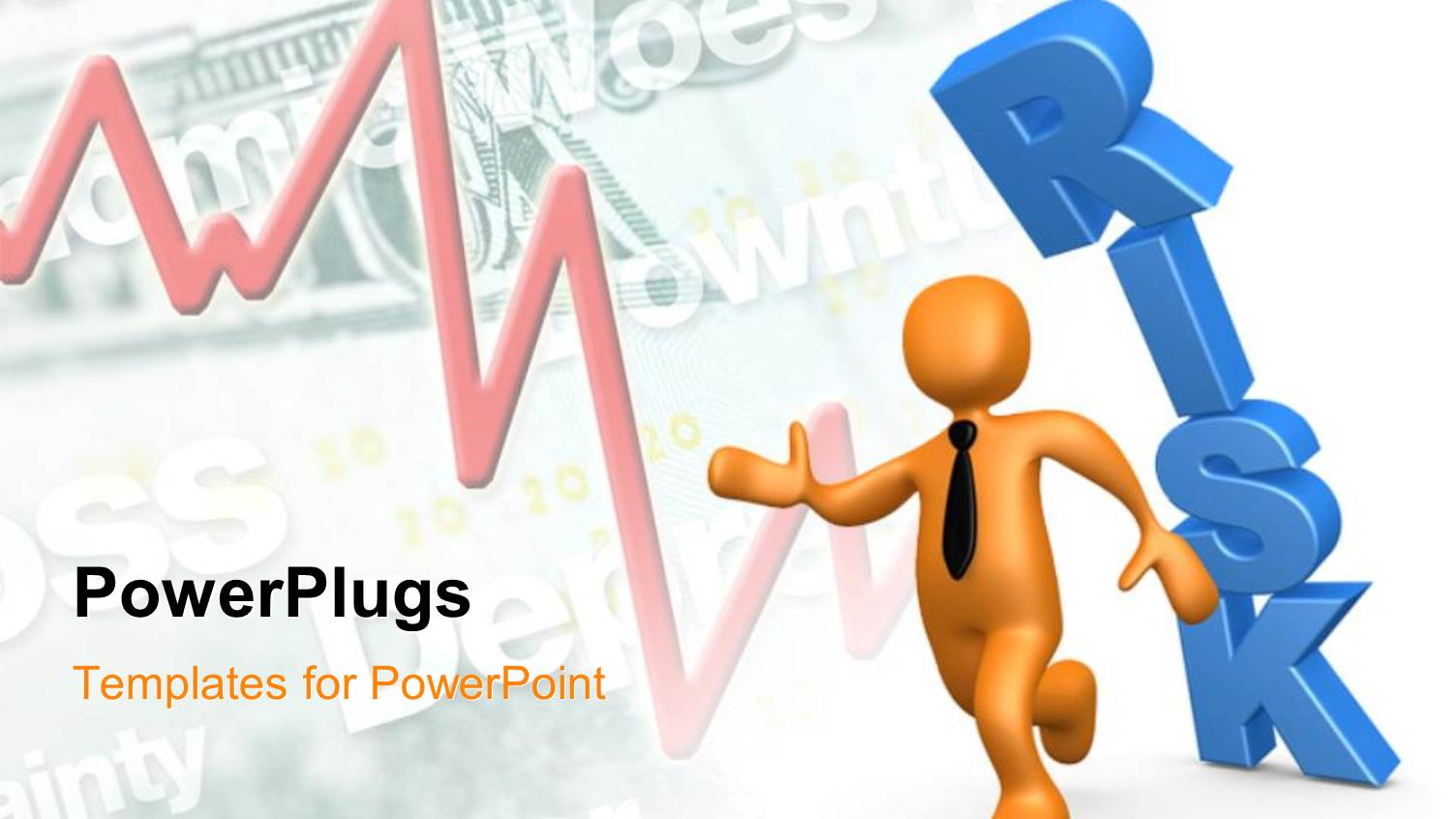 a Golden Figure with the Word Risk and a Recession Line in the Background