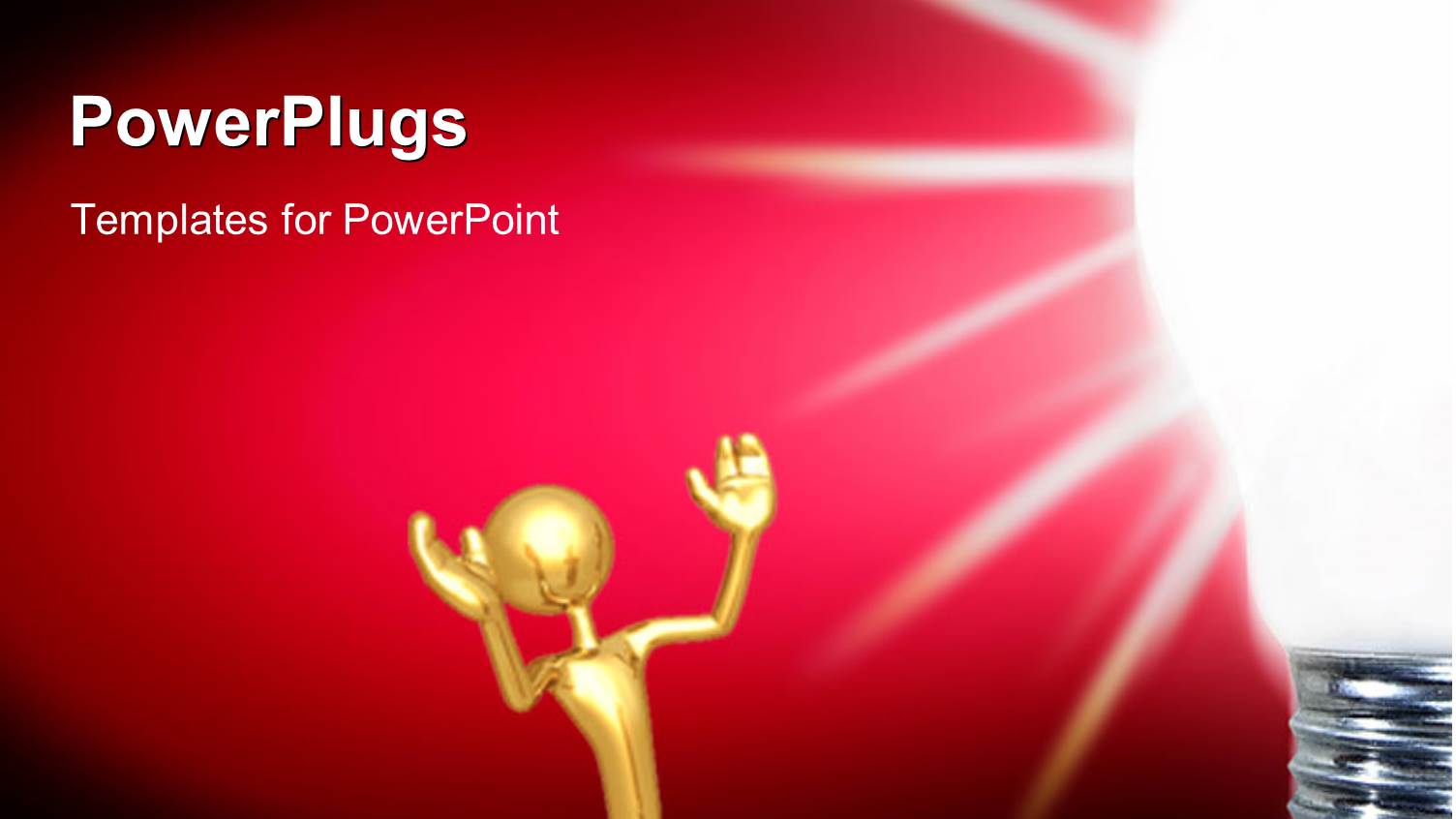 Golden Human Character Sitting Aside of a Light Bulb Over Dark Background