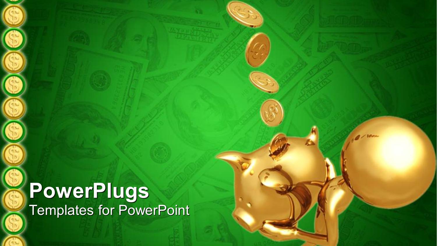 Golden Human Figure Holding a Piggy Bank with Coins Falling in