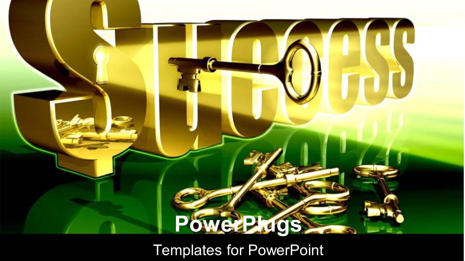 Golden Key to Success Problem Solution as a Metaphor on a Black Background