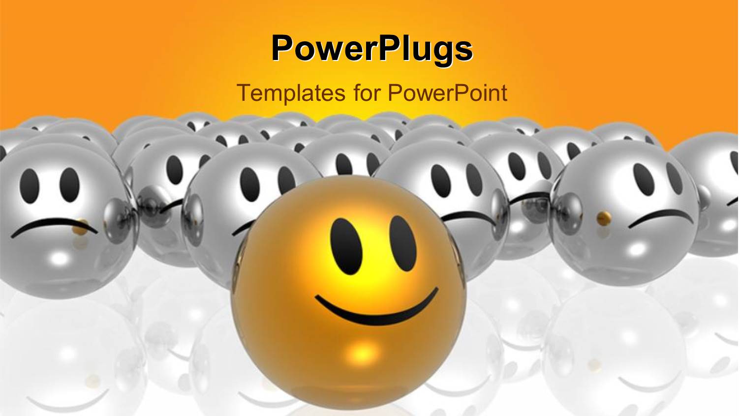 Golden Smiley Leading Silver Smileys on Reflective Surface