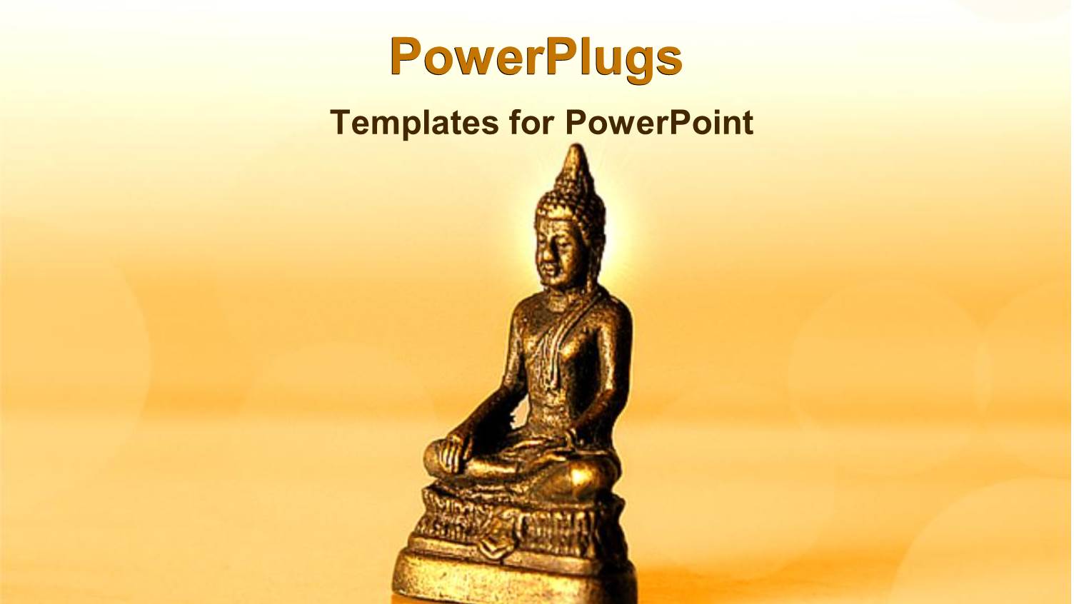 Golden Statue of Buddha with Sunset in Yellow Background 