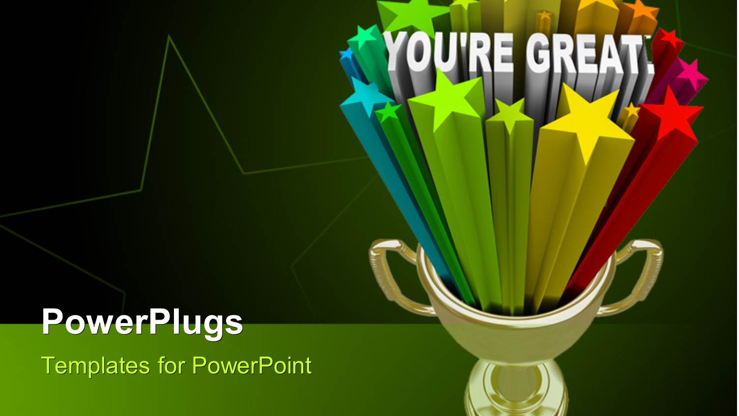 Golden Trophy with the Words you're Great on a Black Background