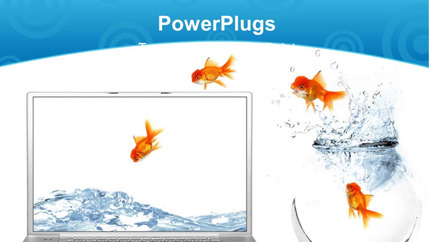Goldfish Jumping Out of Aquarium into Laptop Screen on White Background