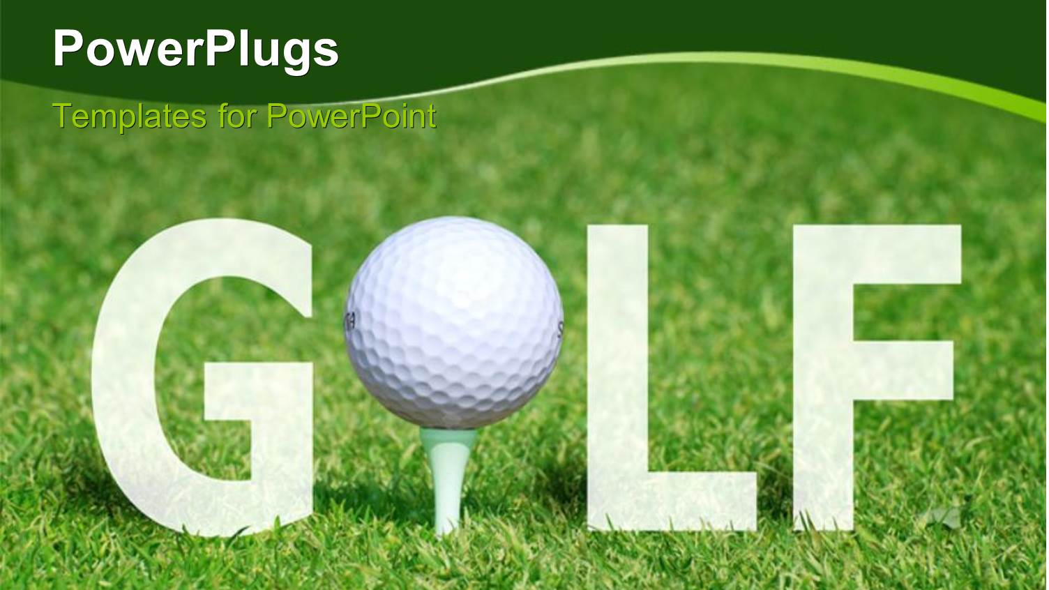 Golf Ball on Tee in the Word GOLF Over Green Grass