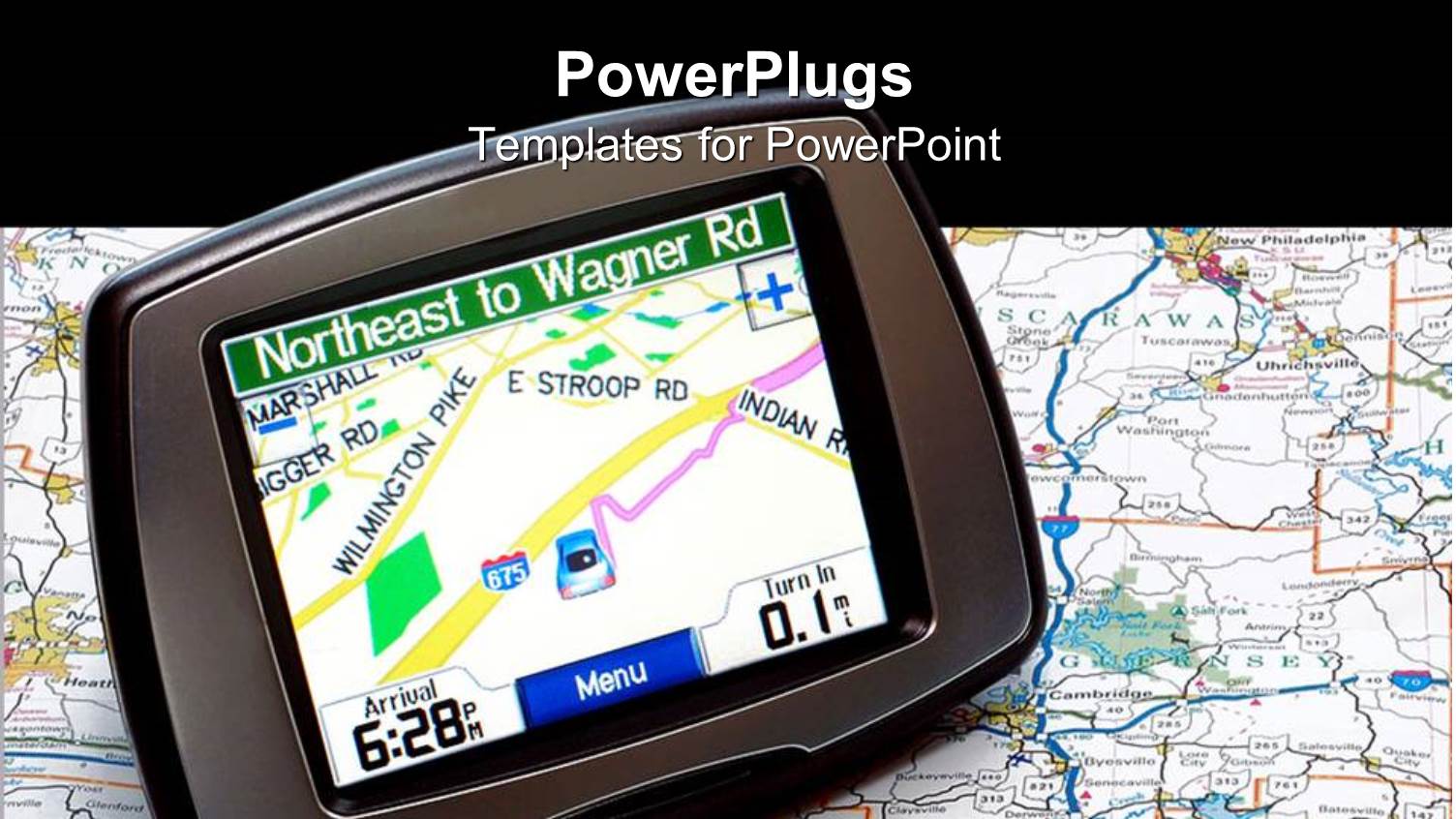 a Gps Device in the Picture with a Map in the Background