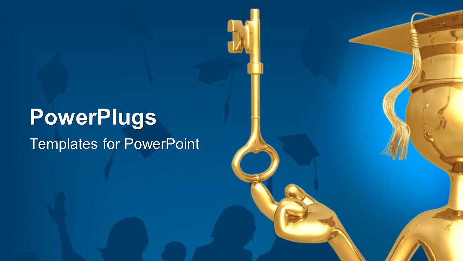 a Graduate with a Golden Key and Bluish Background
