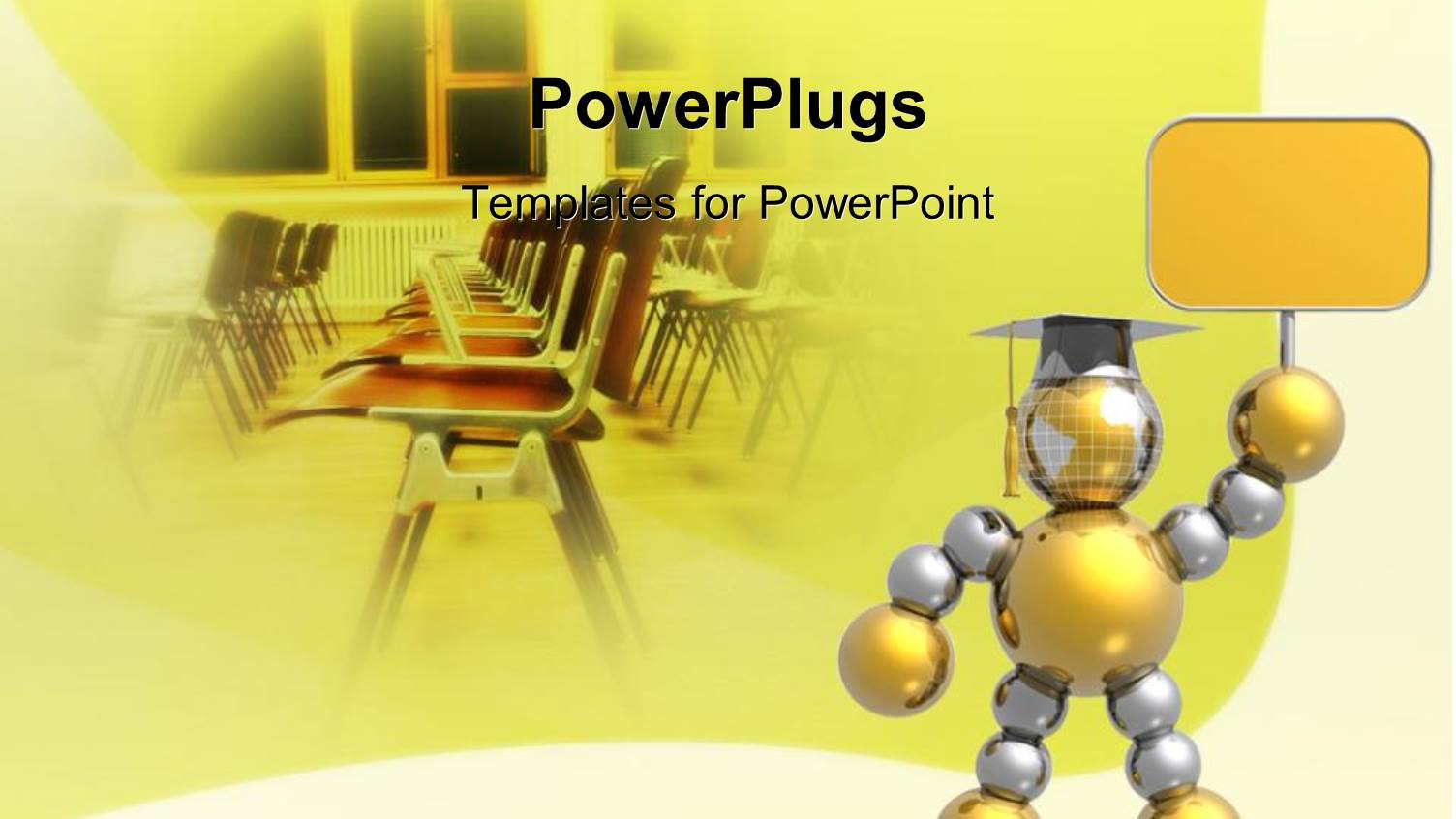 Graduate Made Out of 3D Balls Lifting Empty Banner