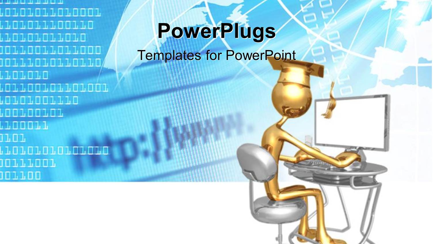 a Graduate Working on a Computer with Bluish Background