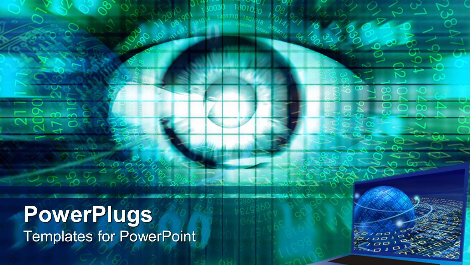 Graphics on a large Human Eye and a Laptop