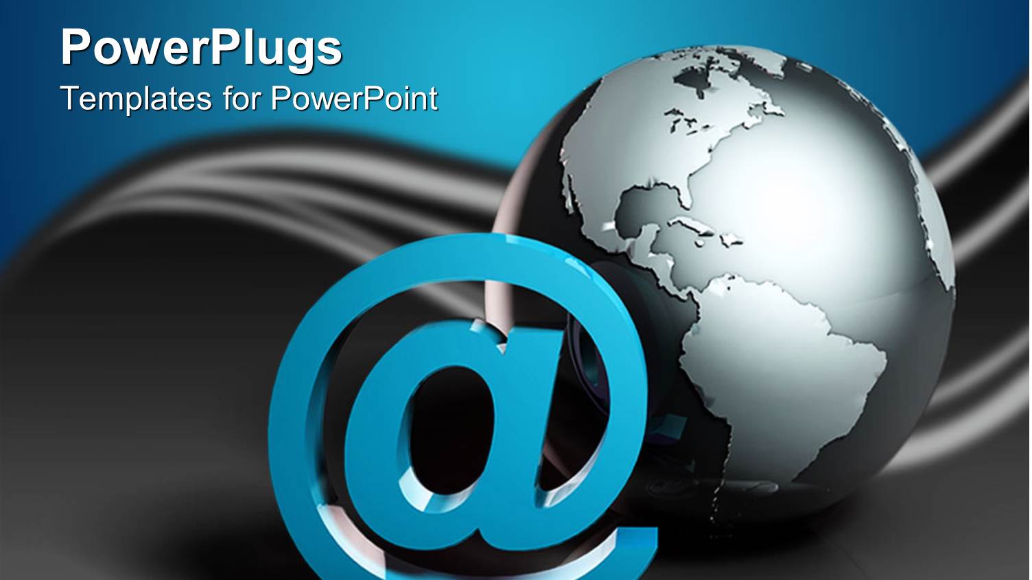 Gray Globe and @ Symbol on Gray and Blue Background