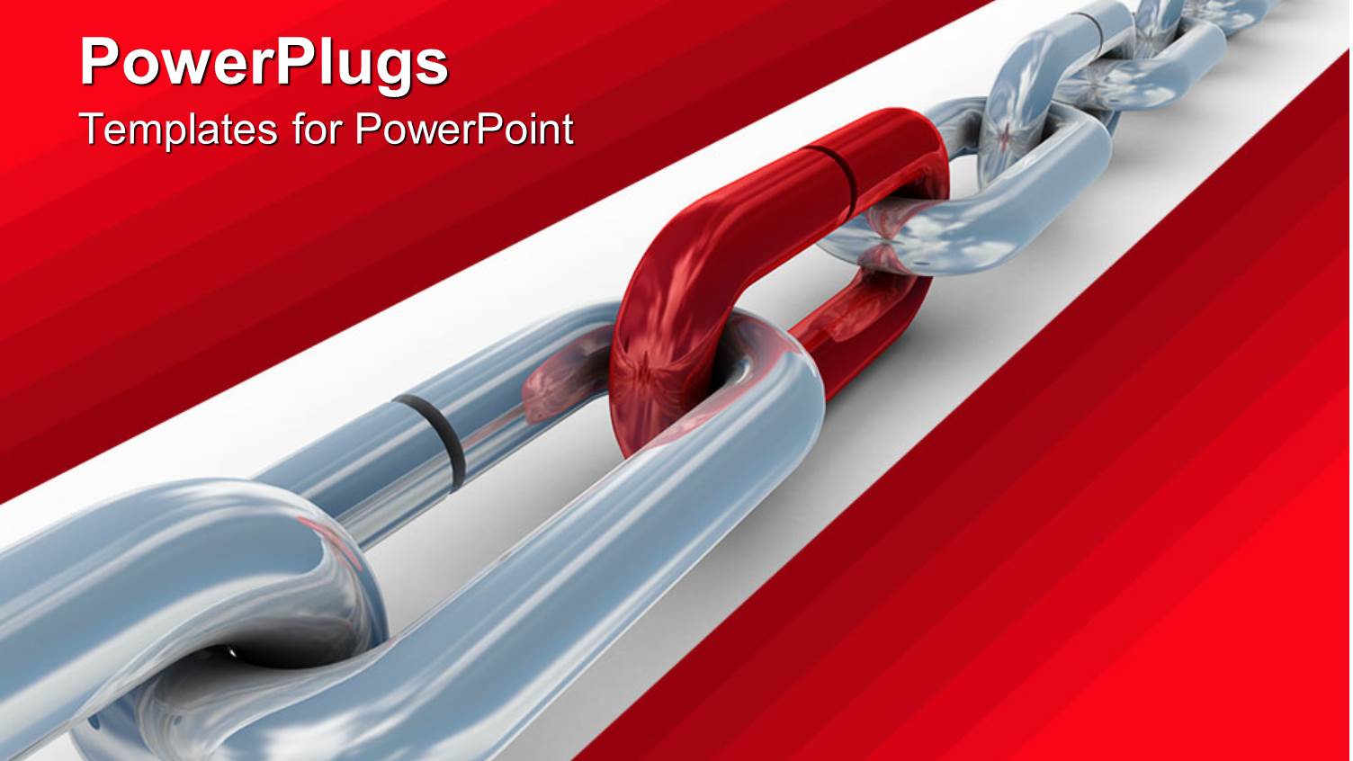 Gray Metal Chains Joined by Red Chain Link in Red Background