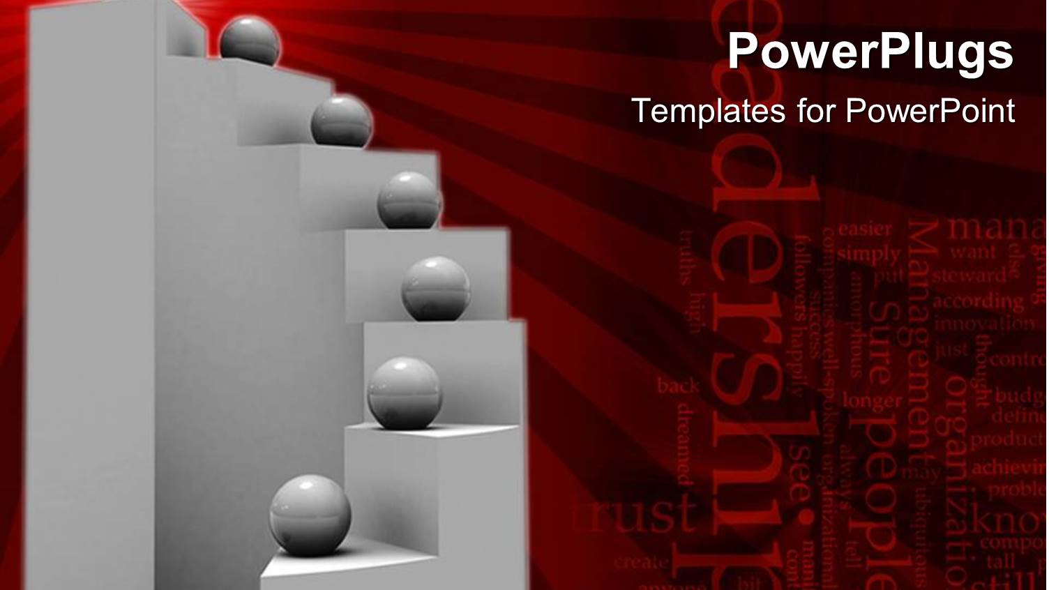 Gray Spheres on Stairs with Red Sphere at Top