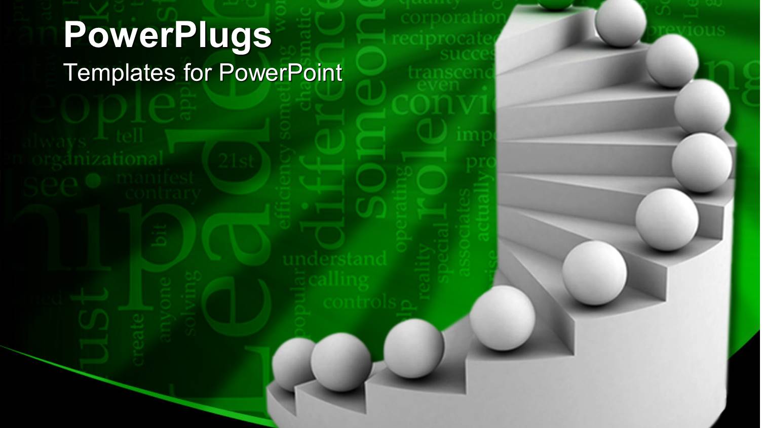 Gray Staircase with Matching Spheres, Green Top and Background