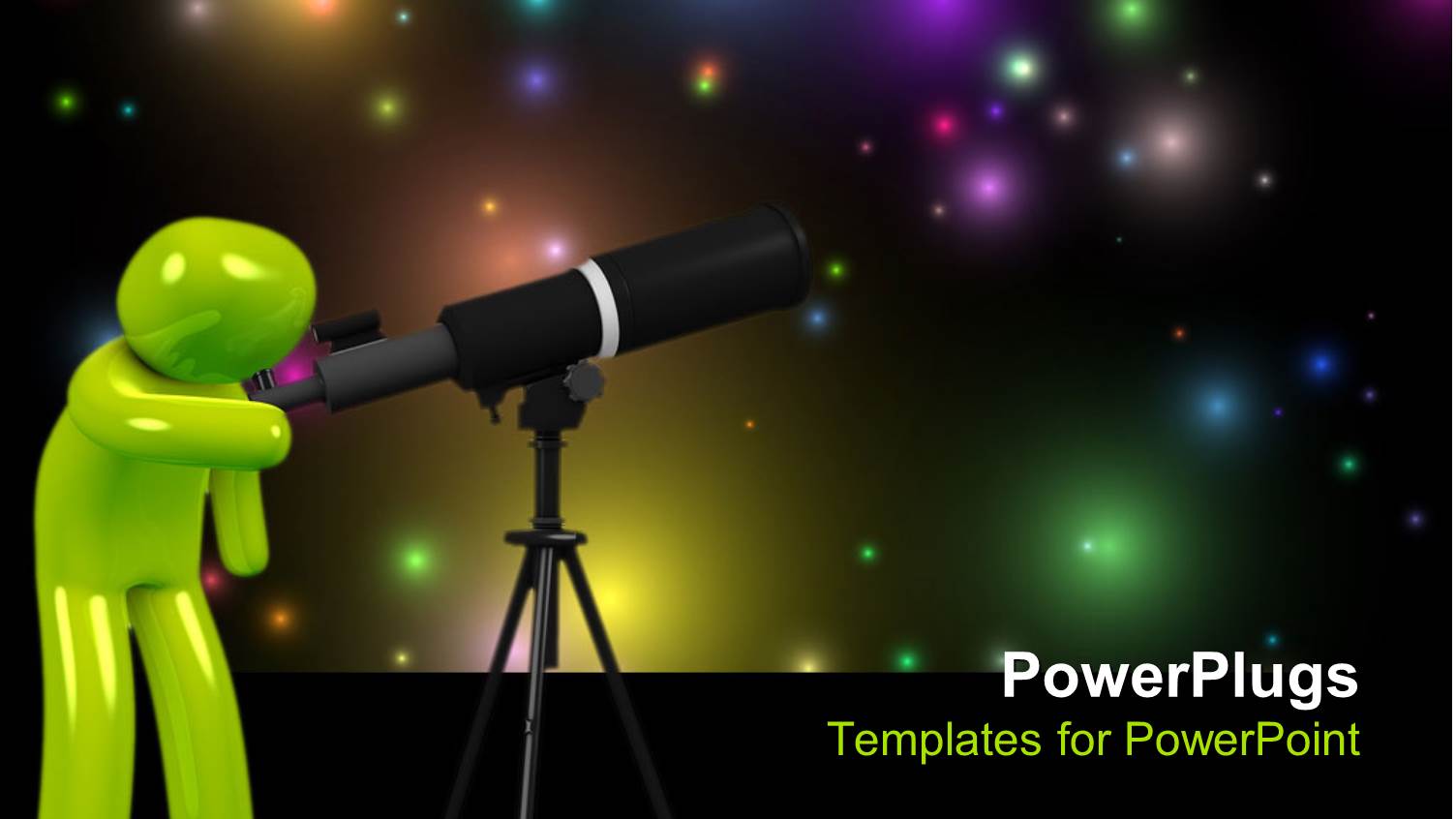 a Green 3d Human Figure Looking Through a Telescope