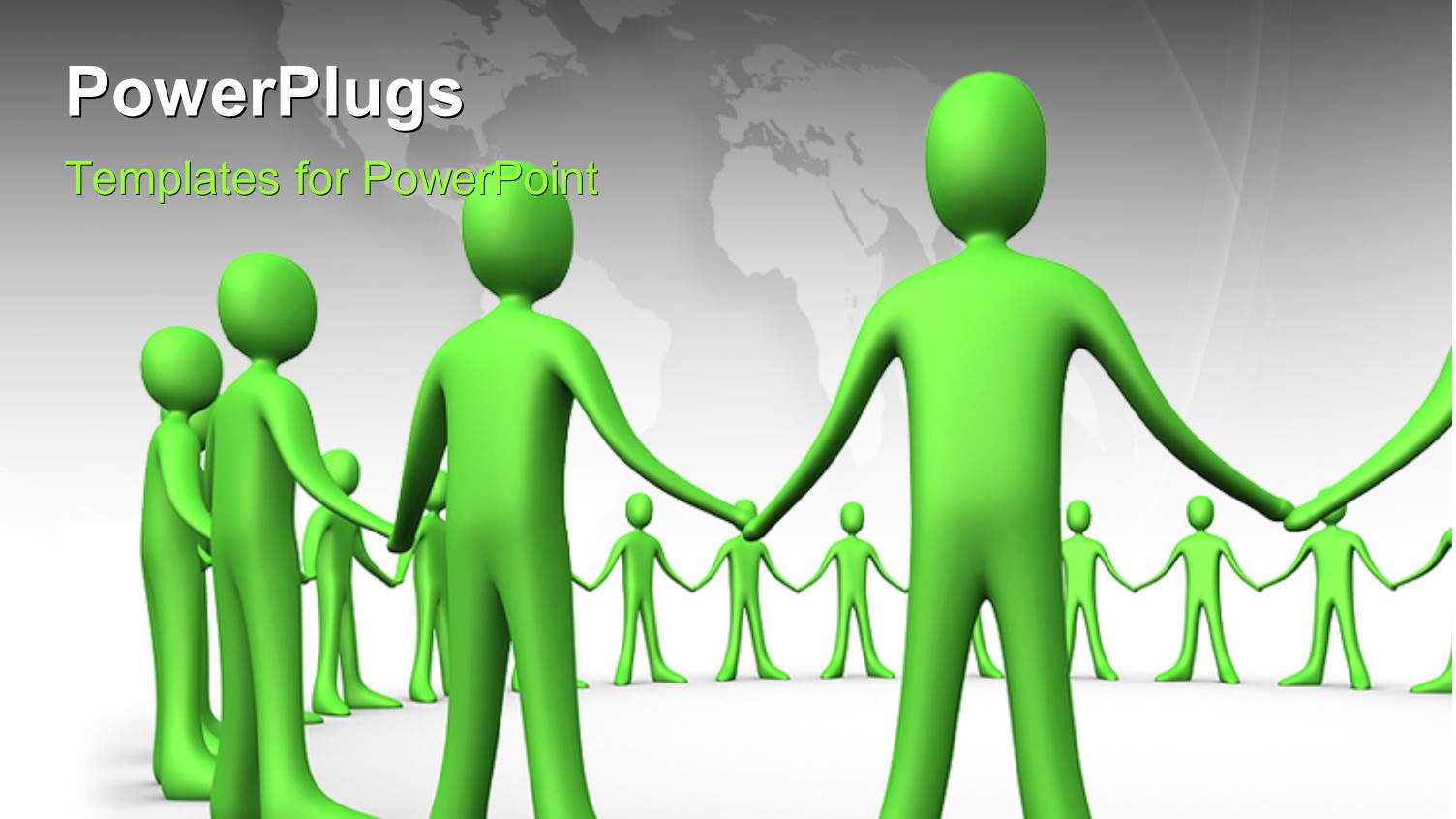 Green 3D Men Holding Hands Form Circle Over White Background