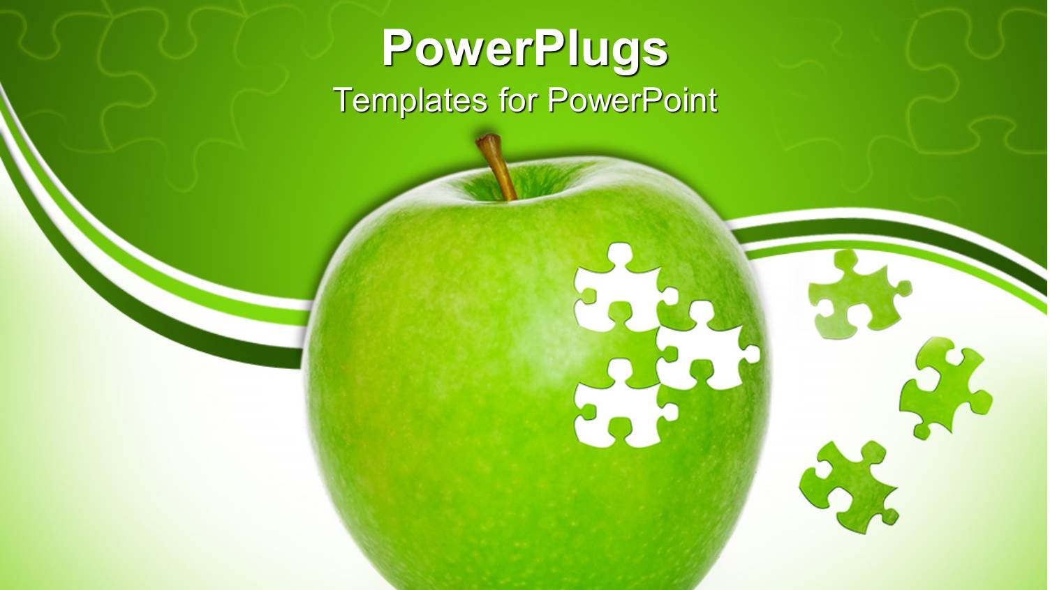 Green Apple Close Up in White and Green Background with Puzzle Pieces