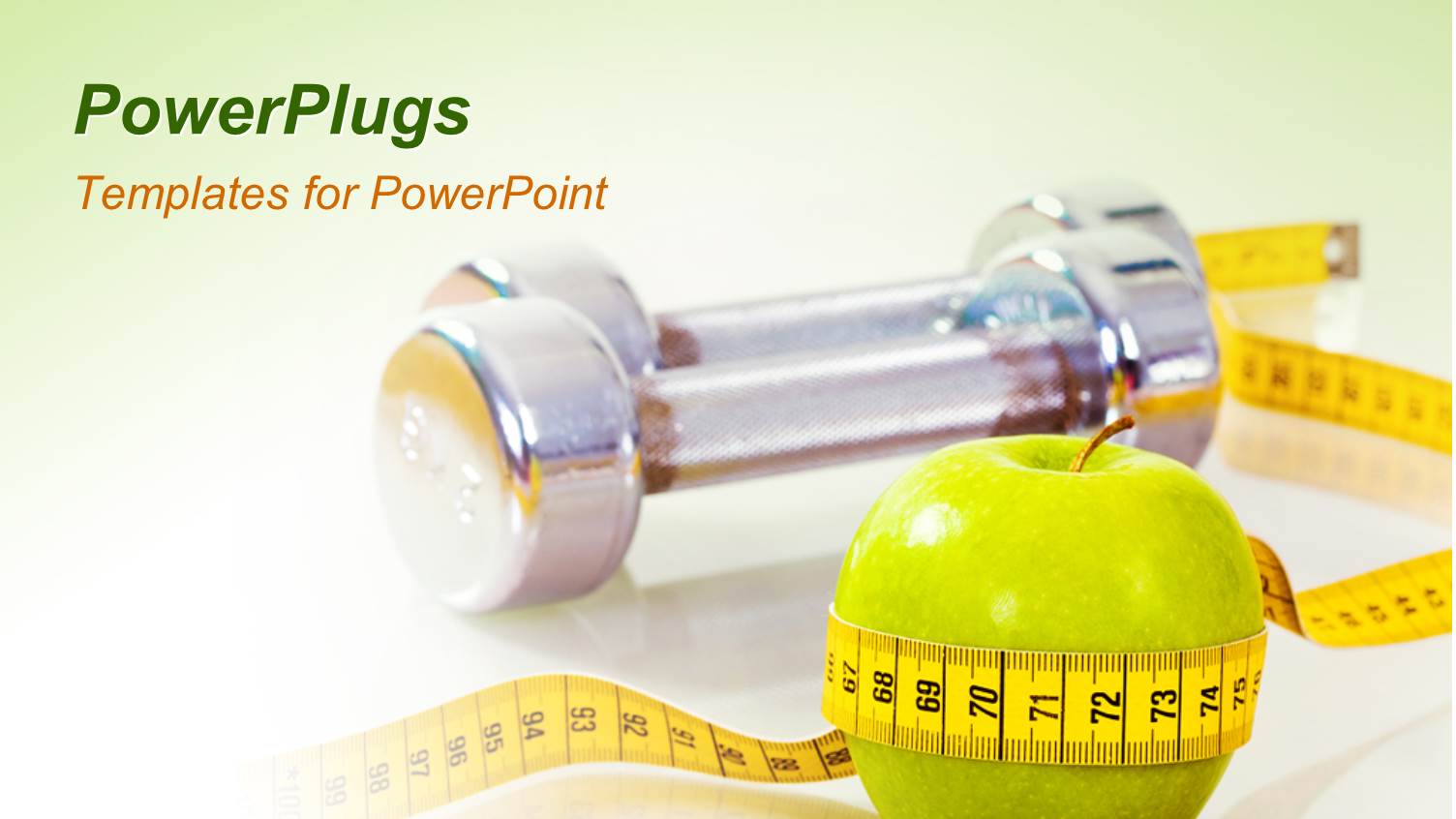 a Green Apple with a Measuring Tape and Greenish Background