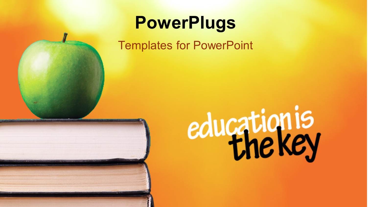 Green Apple Over Books with Saying ' Education is the Key'