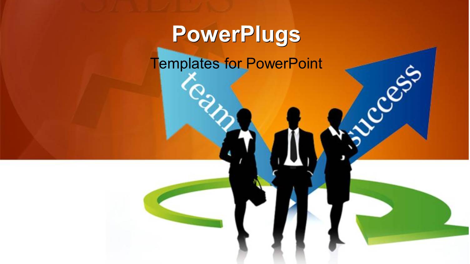 Green Arrow Around Business Team with Depiction of Success from Teamwork