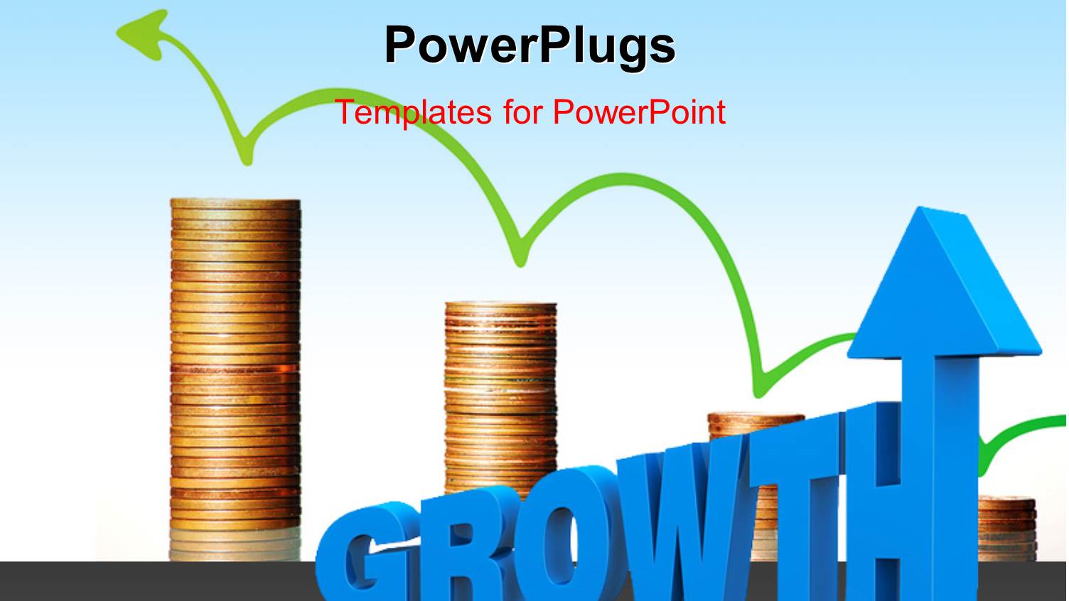 Green Arrow on Gold Coin Chart with 3D Word GROWTH