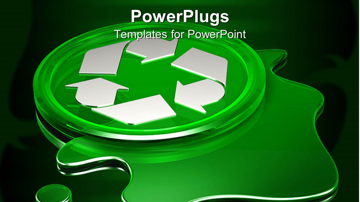 Green Circle with White Recycle Logo on Green Liquid