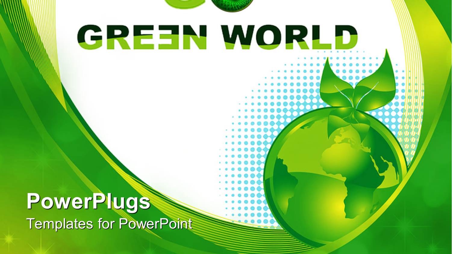 Green Earth Globe with the Text Green World on a White Background