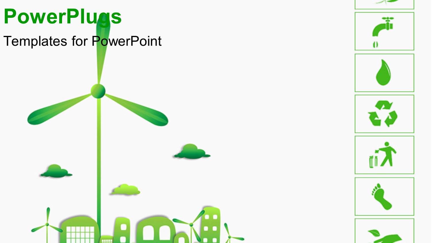 Green and Ecology City with Various Recycle Icons on the Right