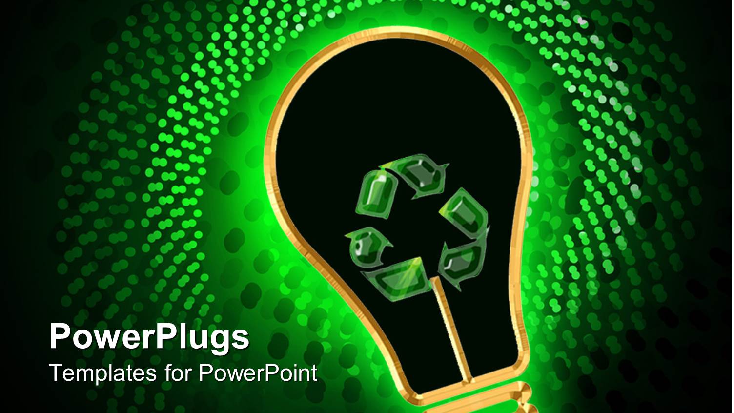 Green Energy Metaphor with Glowing Light Bulb Recycle Symbol