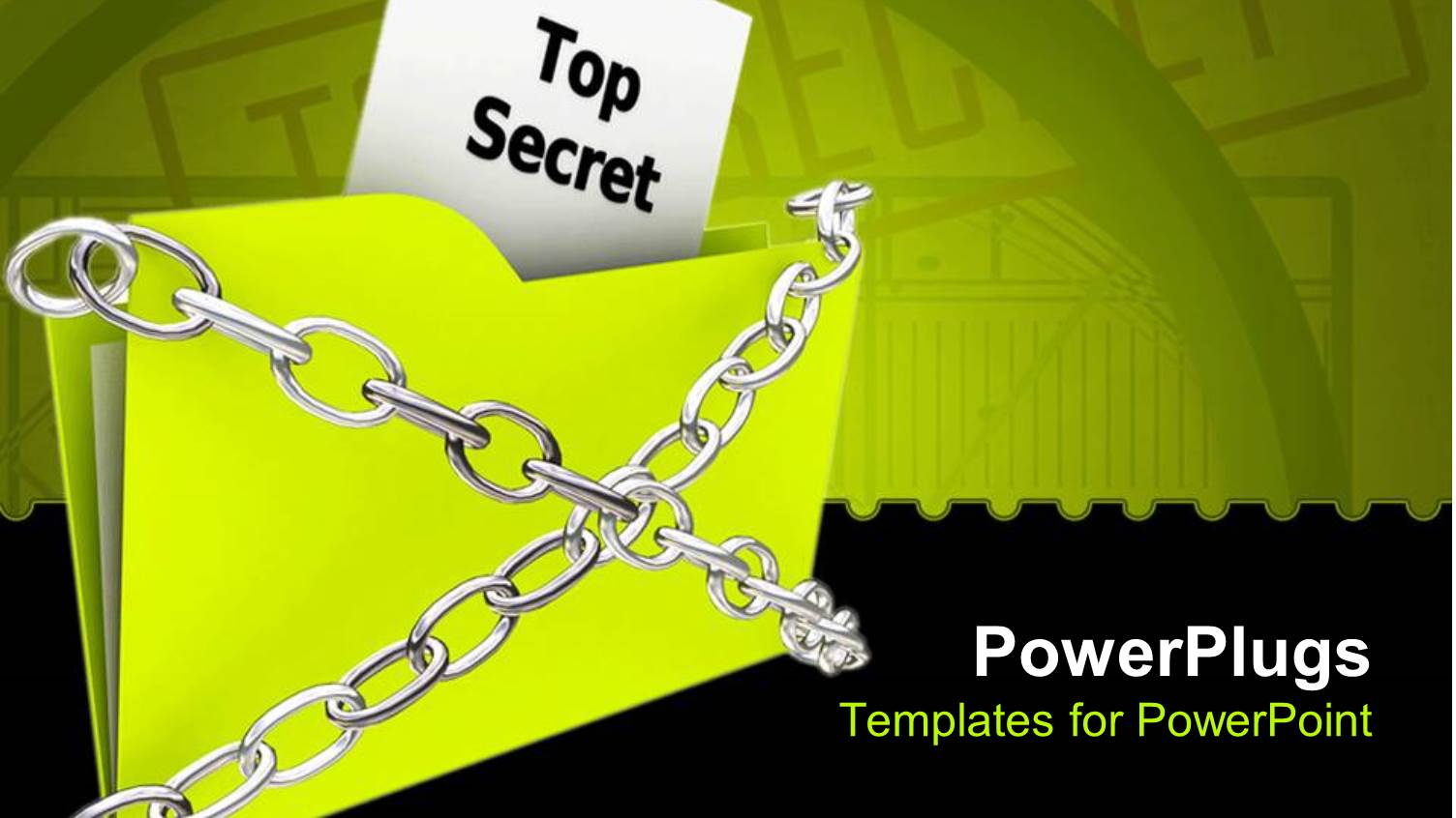 Green Folder Marked Top Secret Tied with Metallic Chains