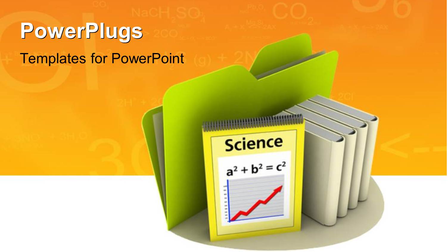 a Green Folder and Science Books on an Orange Background