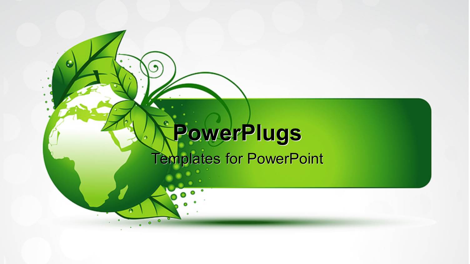 Green Globe with Map and Green Leaves on White Background