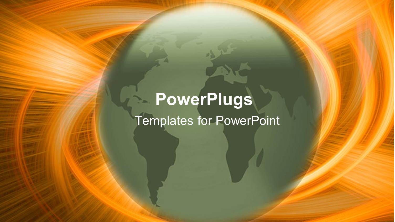 Green Globe World Earth with Explosive Orange Swirl Background