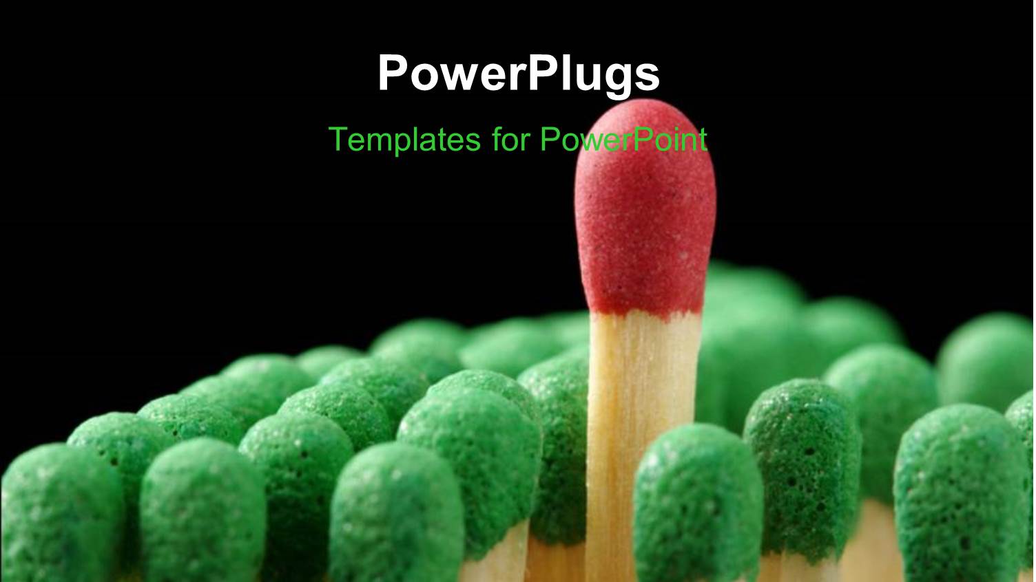 Green Headed Match Sticks with a Red One in the Middle