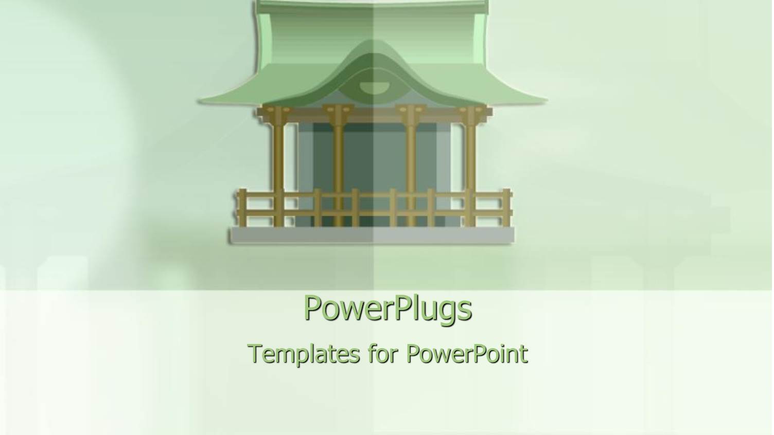 Green Japanese House on a Light Green Hue Background