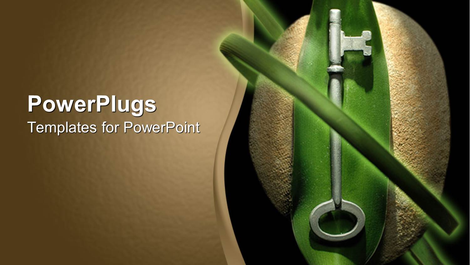 Green Leaf with a Key Tied to a Piece of Rock