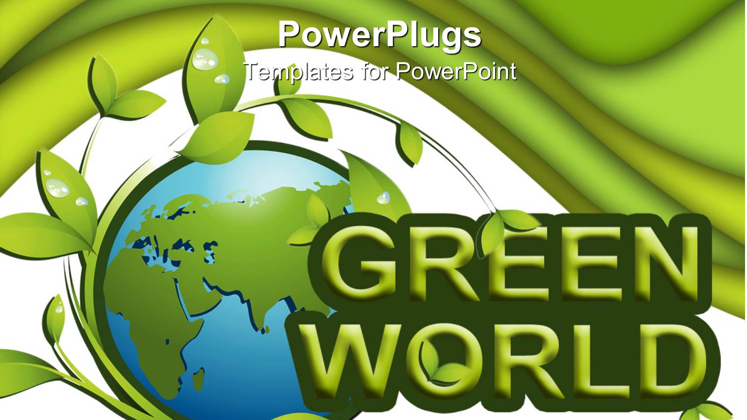 Green Planet with Green Plants and GREEN WORLD Sign in Background