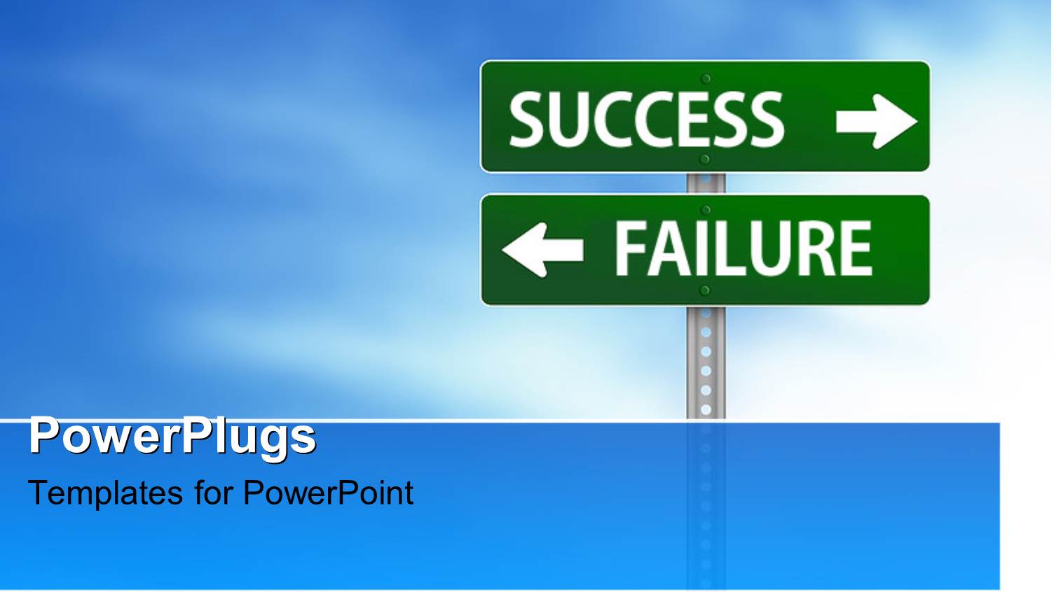 Green Road Sign with Directions to SUCCESS and FAILURE Over Cloudy Sky