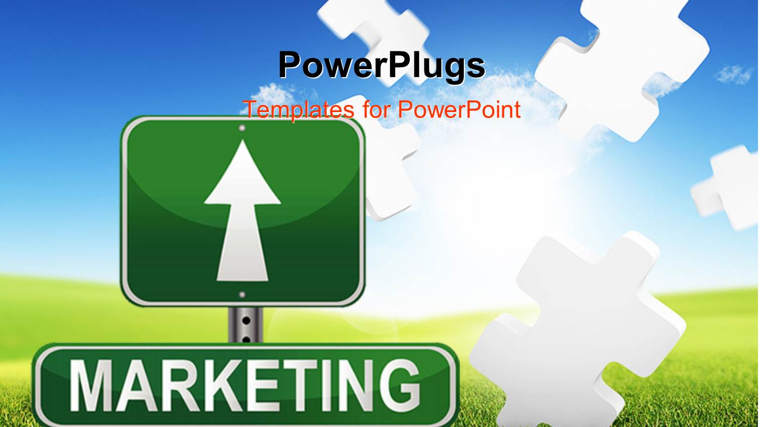 a Green Sign Showing the Marketing with a Number of Puzzle Pieces