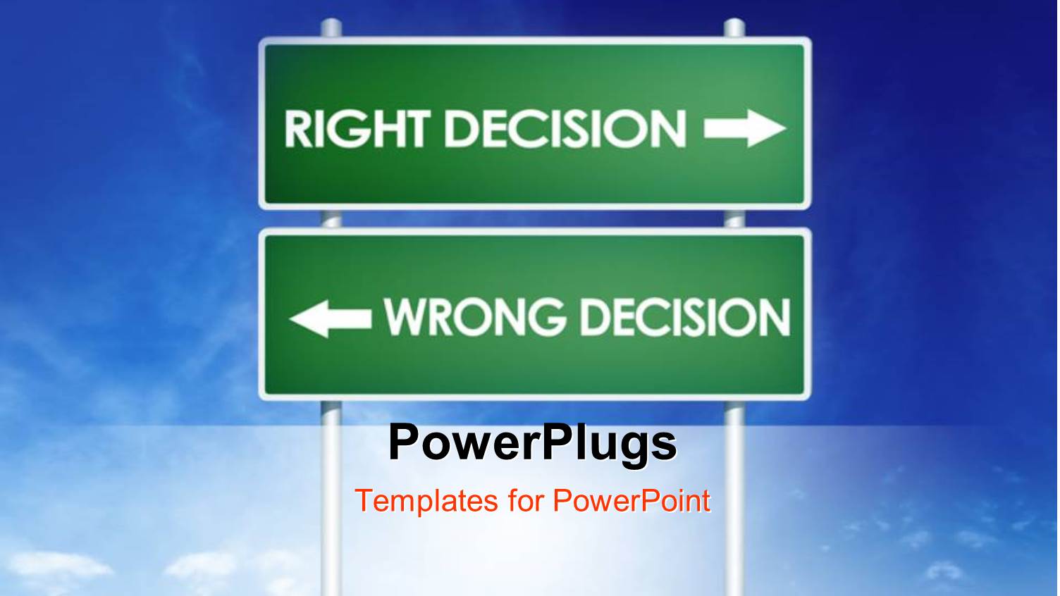 Green Signpost with Directions Showing Wrong and Right Decision 