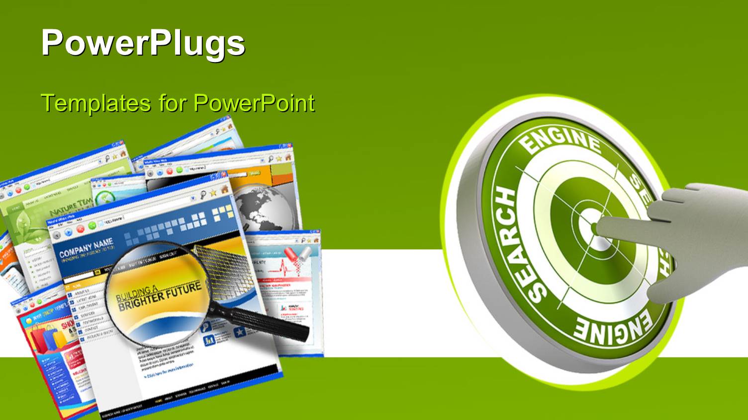 a Green and White Target with some Text and a Magnifying Glass