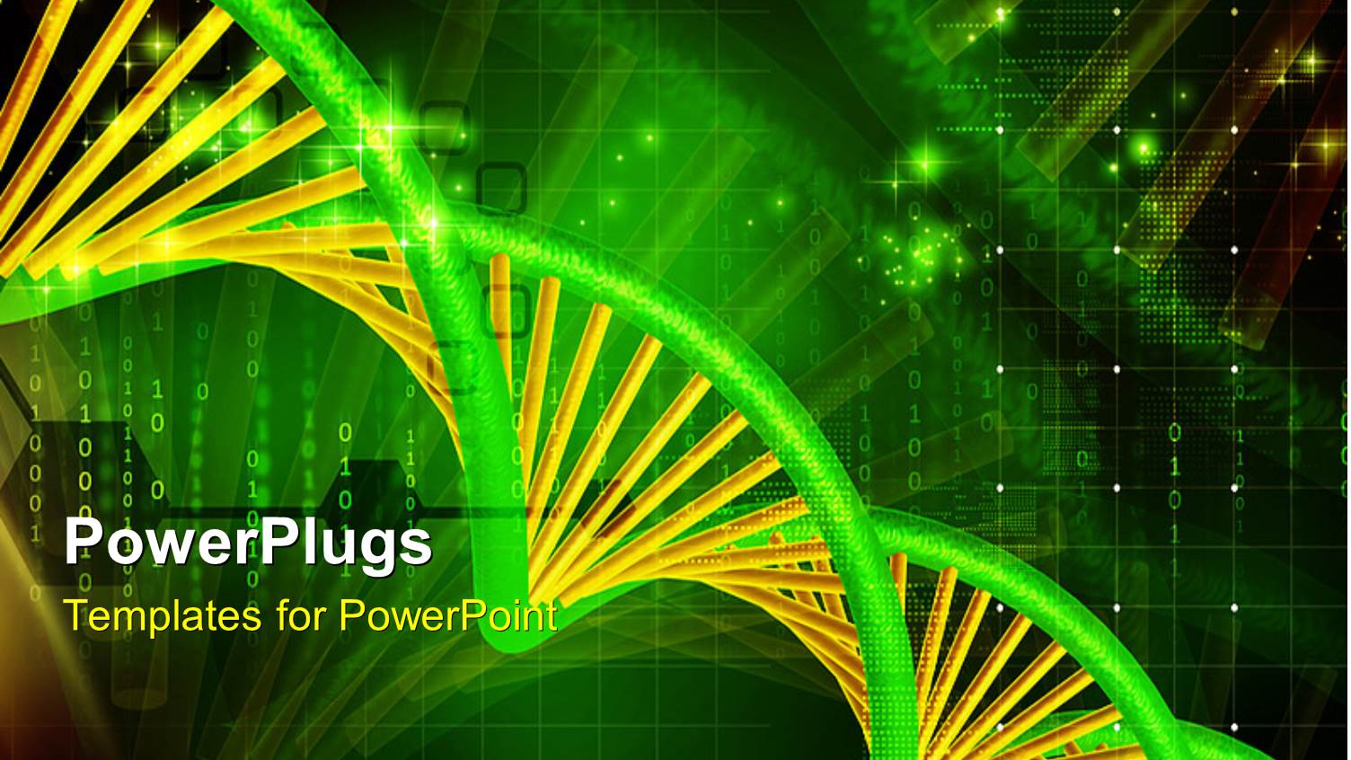 Green and Yellow DNA Strand Over Binary Codes and Digital Background