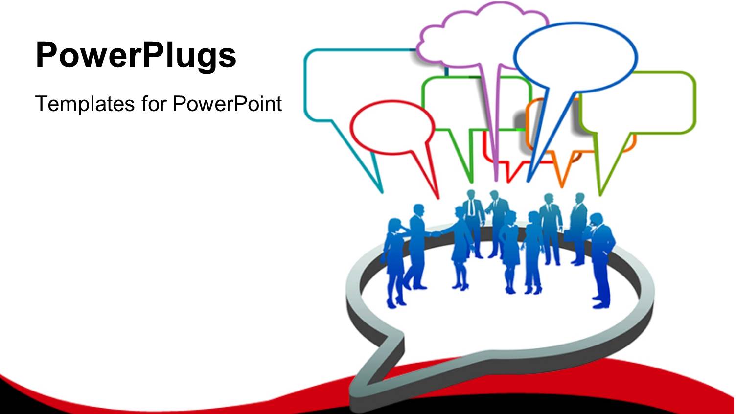 Group of Blue Silhouettes with Conversation Bubbles