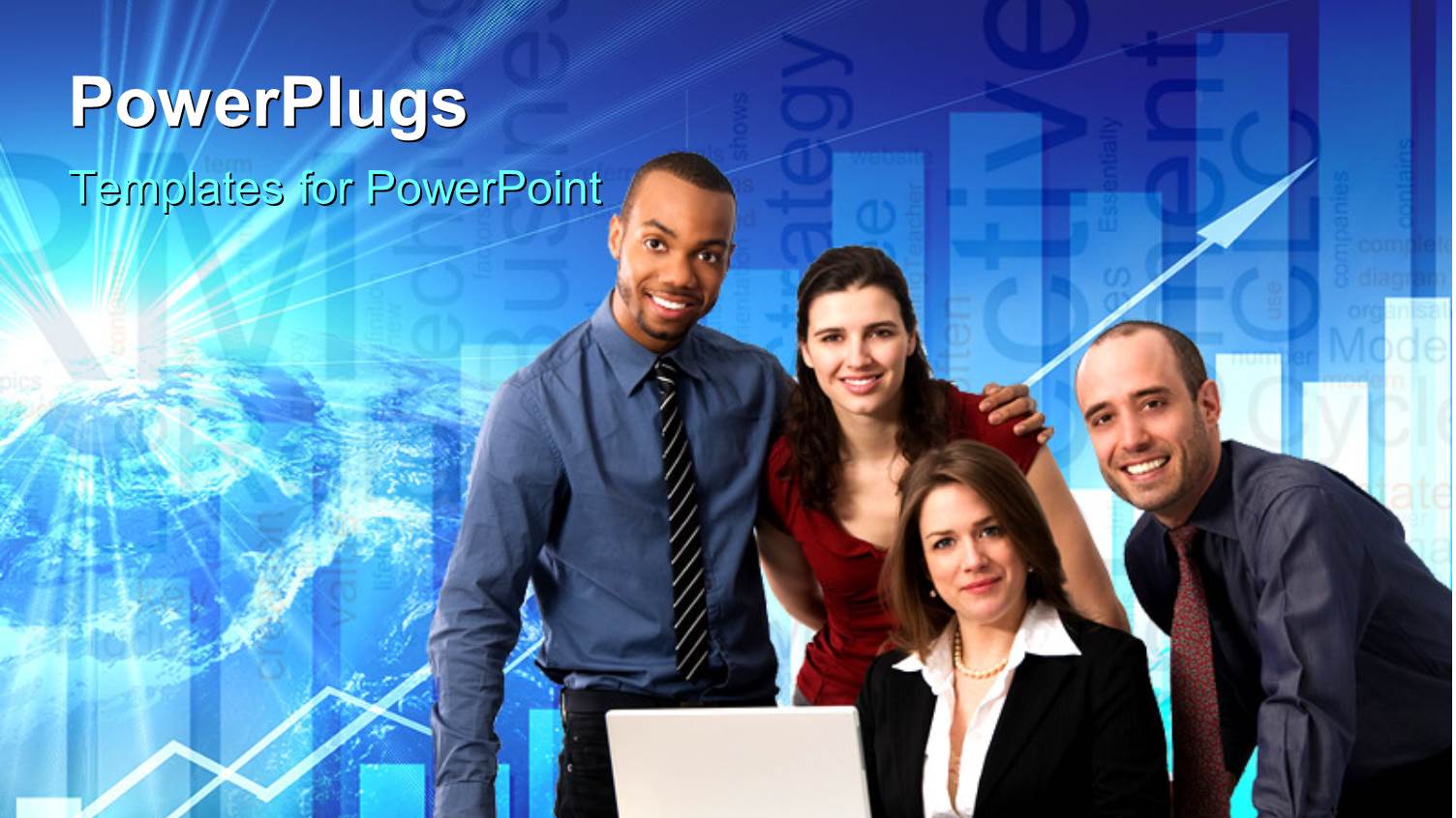 Group of Business People on a Blue Colored Background