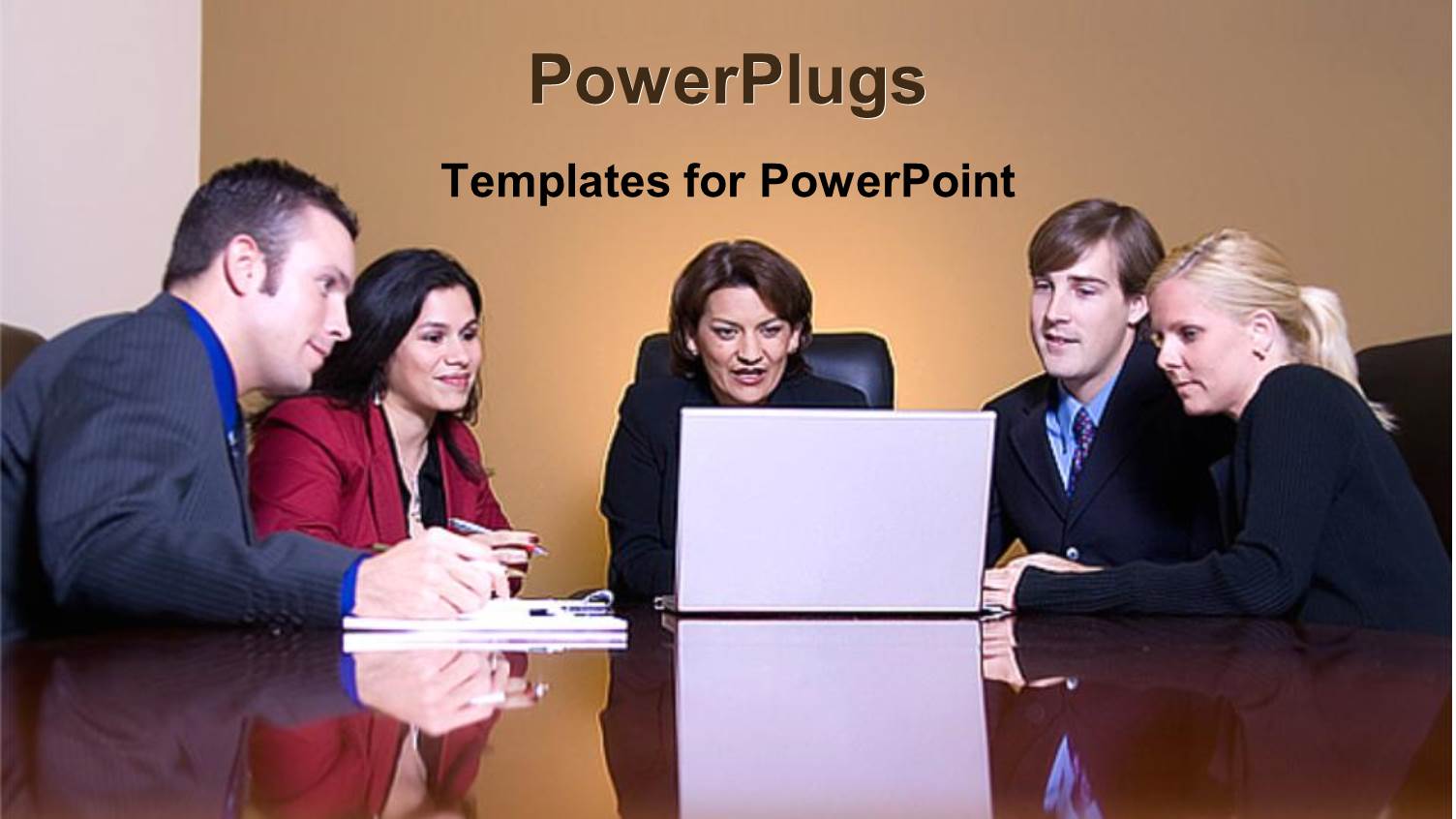 Group of Business People Gathered Around Laptop Computer