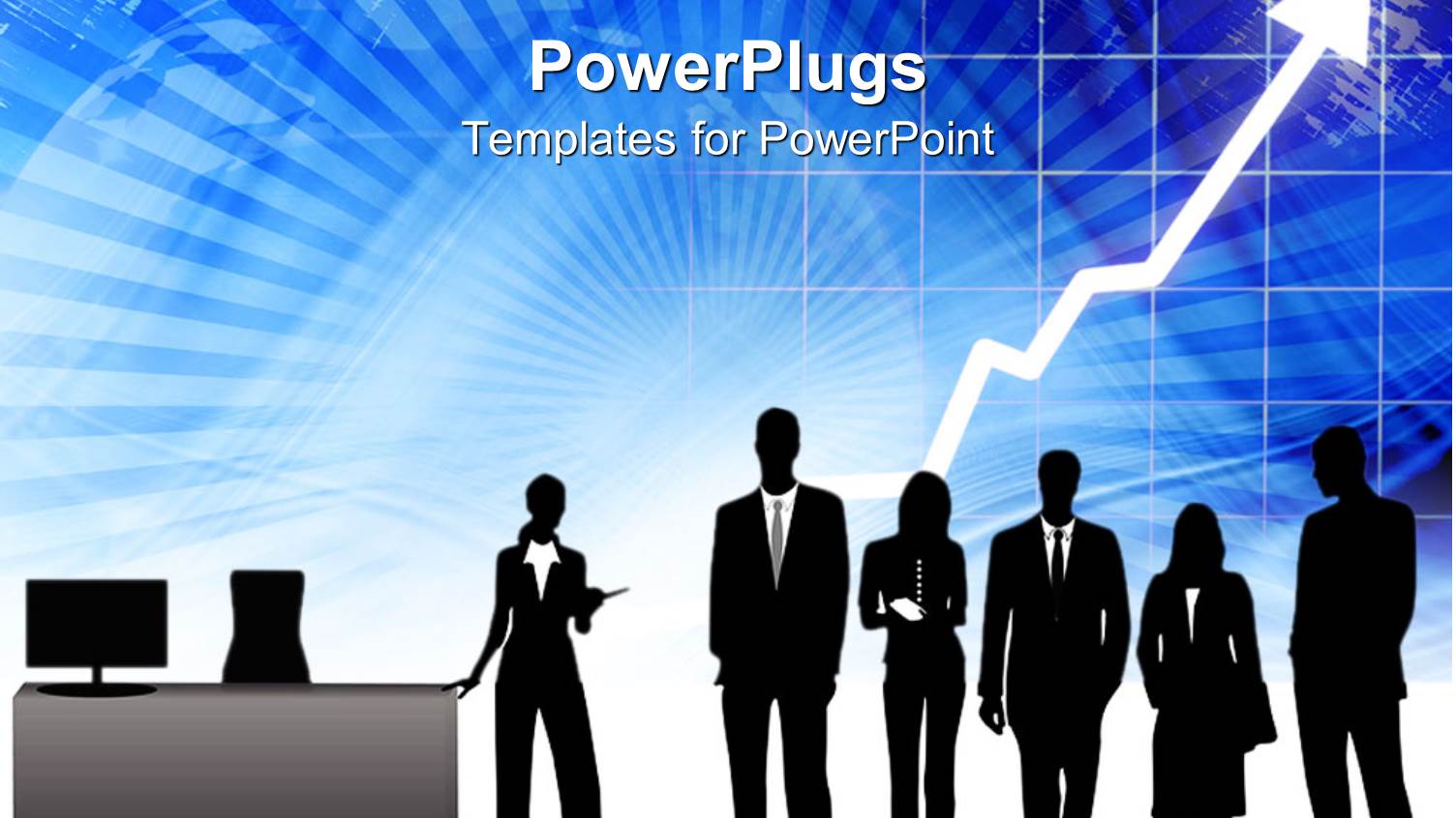 Group of Business Personnel's with Office Desk and Growth Chart